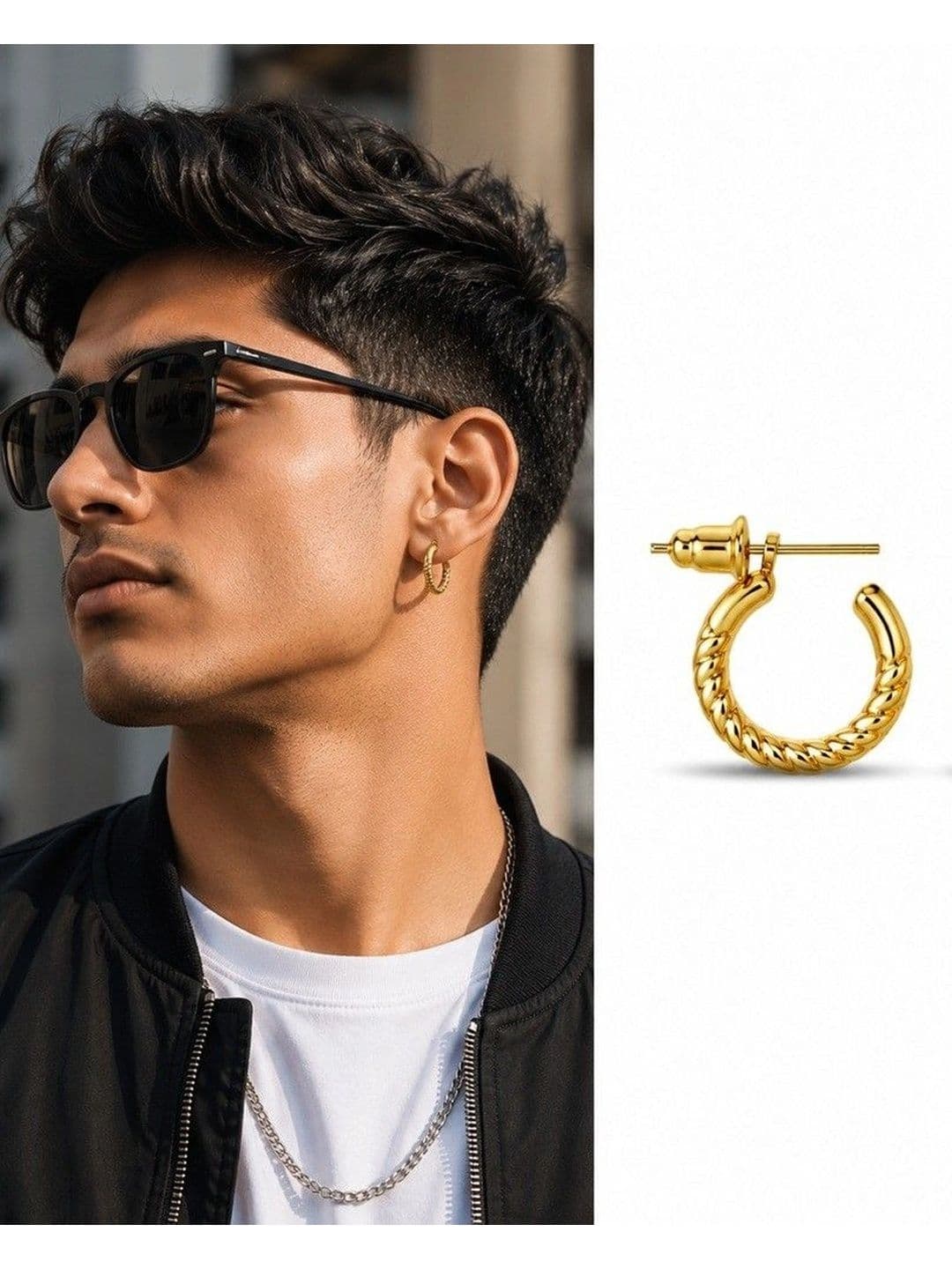 Adhvik Circular Half Hoop Earrings thumbnail 4