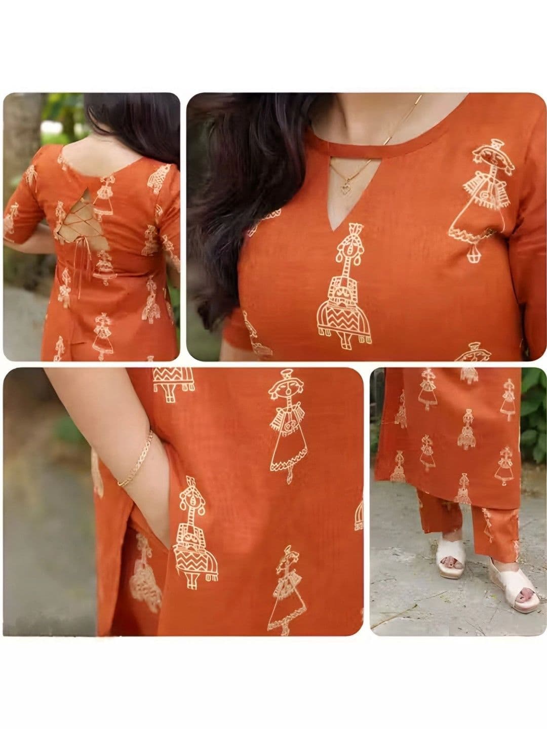 ELLITI Women Ethnic Motifs Printed Regular Kurta with Trousers thumbnail 6