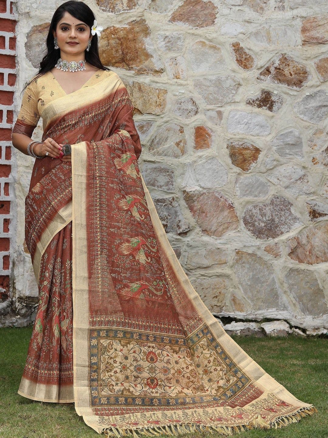 MANVAA Women Paisley Silk Cotton Handloom Saree thumbnail 3