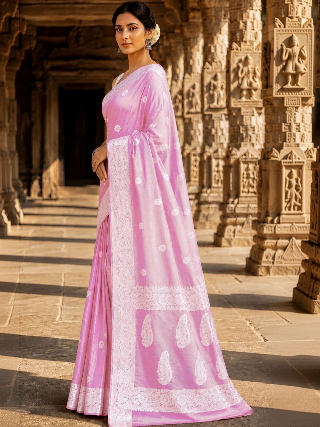 KALINI Women Woven Design Zari Designer Kanjeevaram Saree thumbnail 4