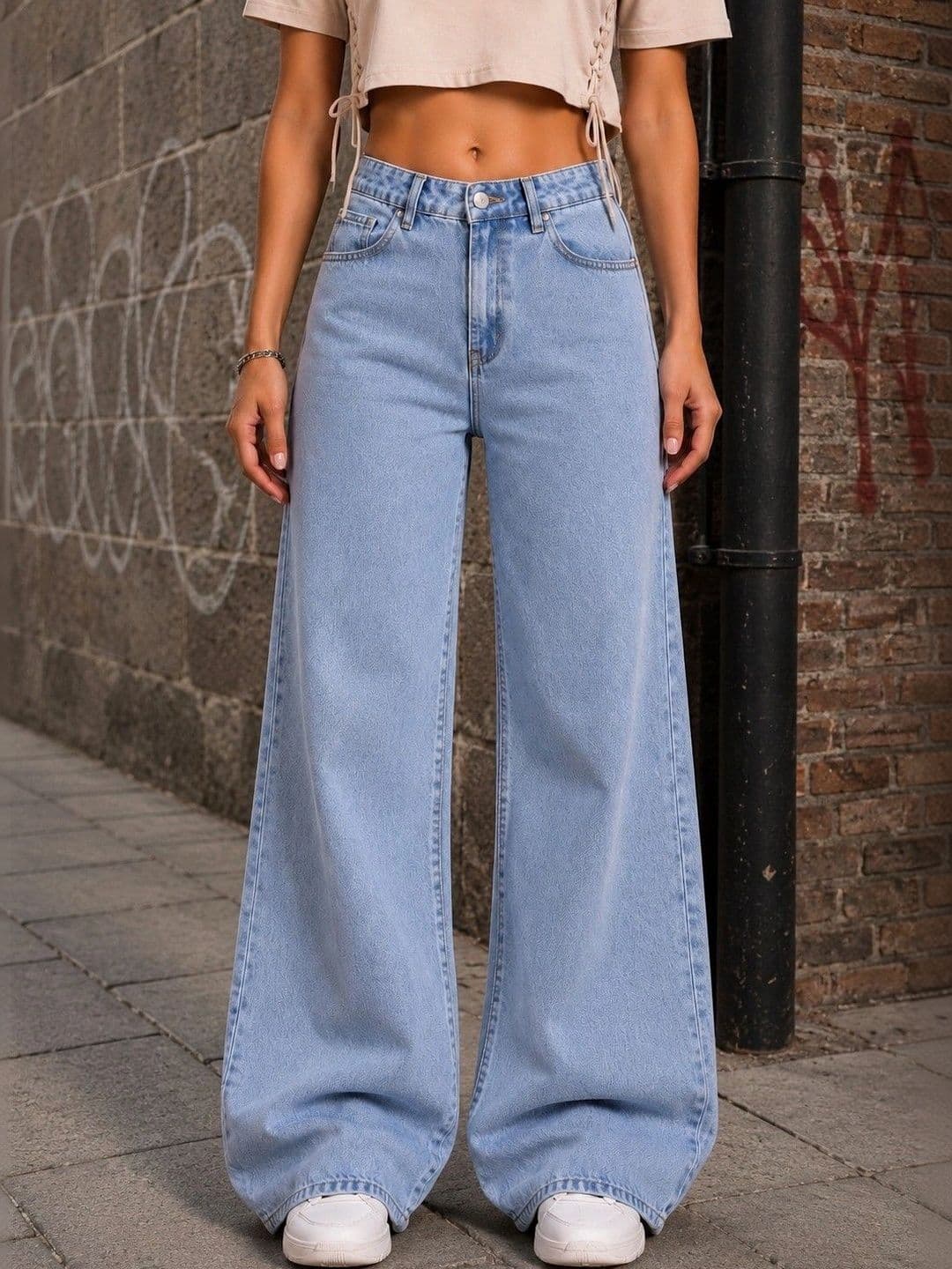 DressBerry Women Comfort Wide Leg High-Rise Light Fade Stretchable Jeans - view 1