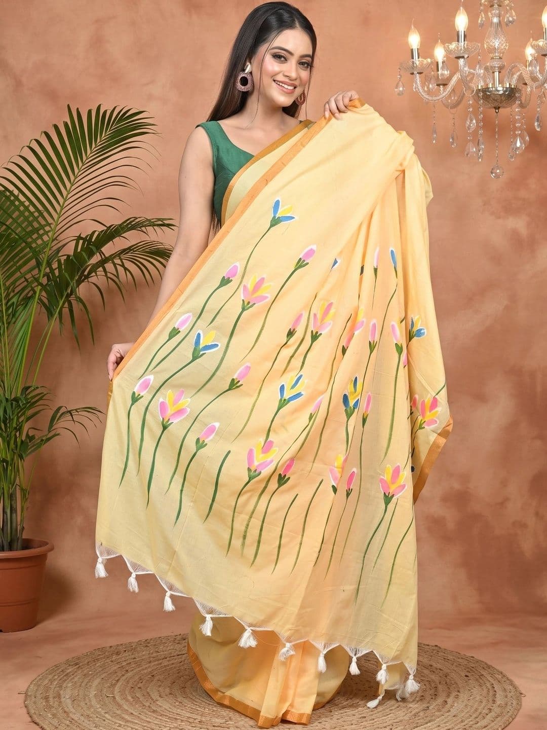 GitAsit Women Ethnic Motifs Sequinned Pure Cotton Handloom Taant Saree thumbnail 5