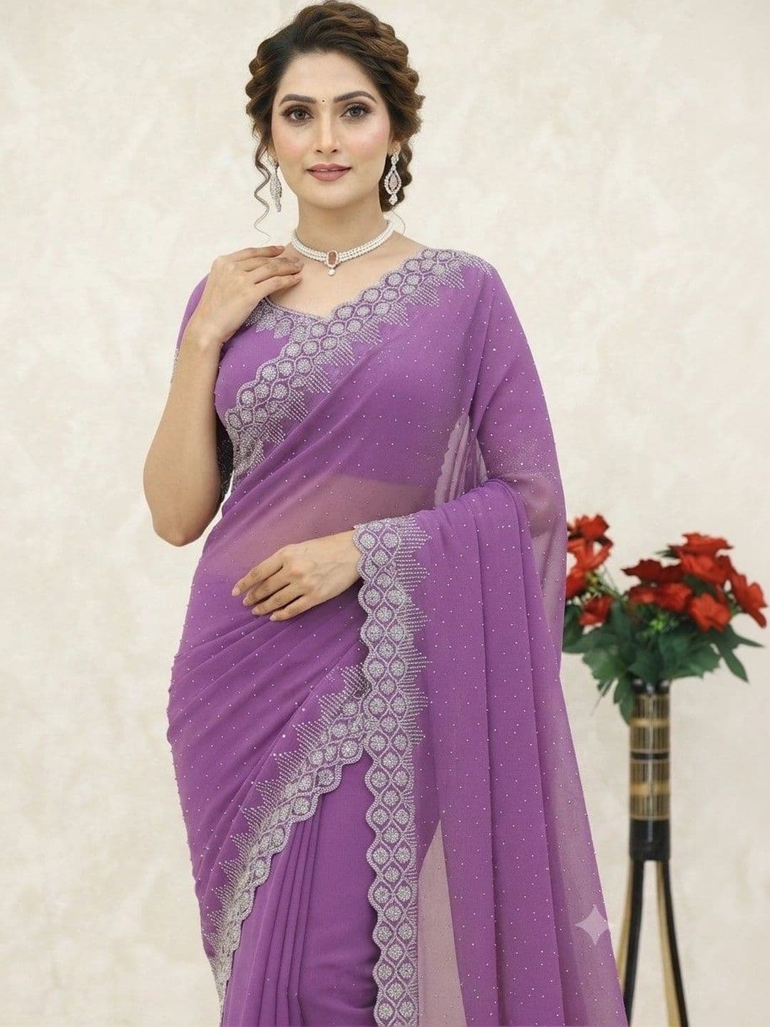 SmileyFashion Pure Georgette Saree thumbnail 5