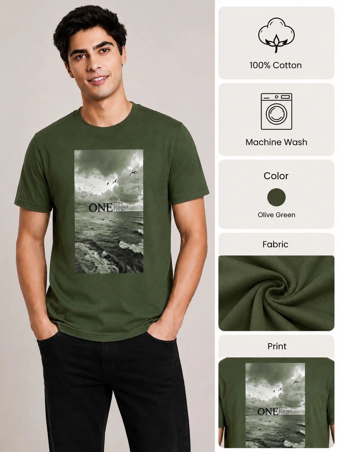 The Arth India Clothing Men Printed T-shirt thumbnail 2