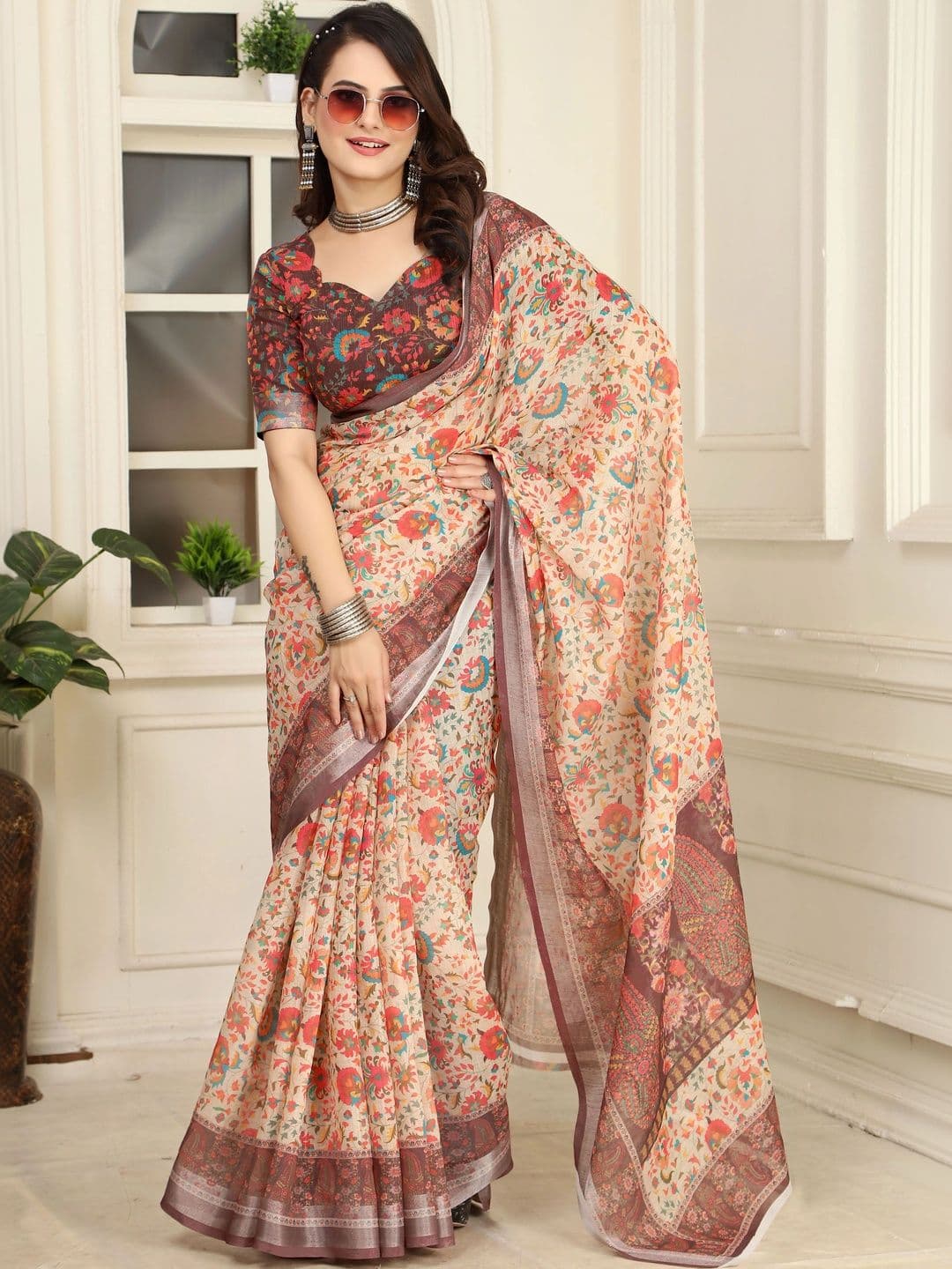 MANVAA Floral Saree thumbnail 5