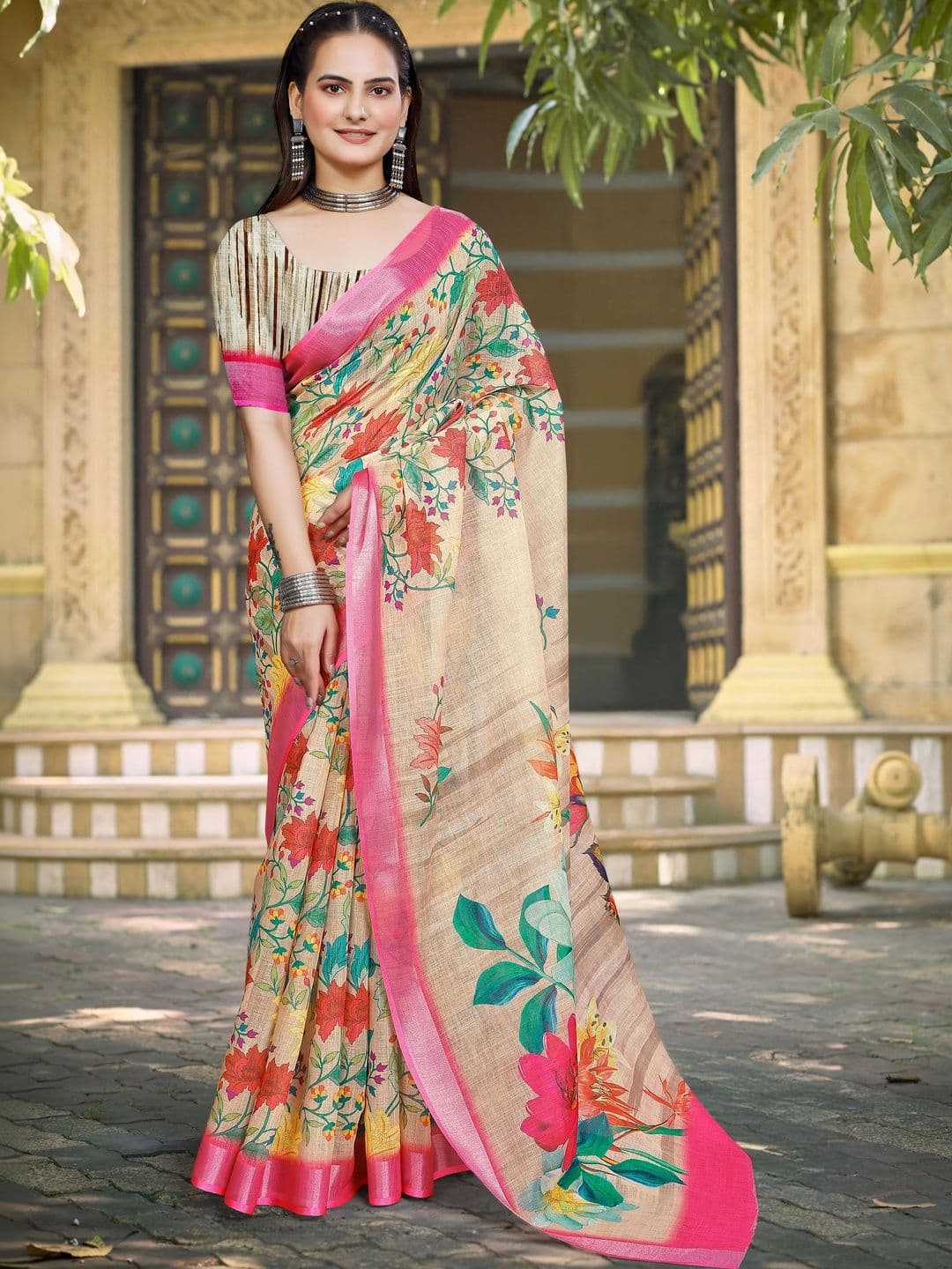 MANVAA Women Floral Saree - view 1