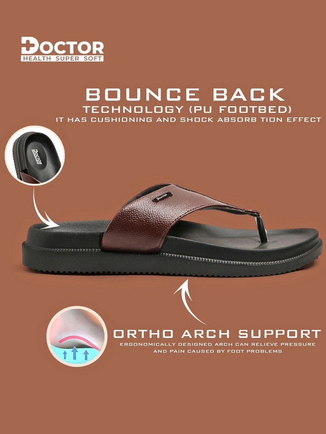 DOCTOR HEALTH SUPER SOFT  Men Thong Flip-Flops thumbnail 2