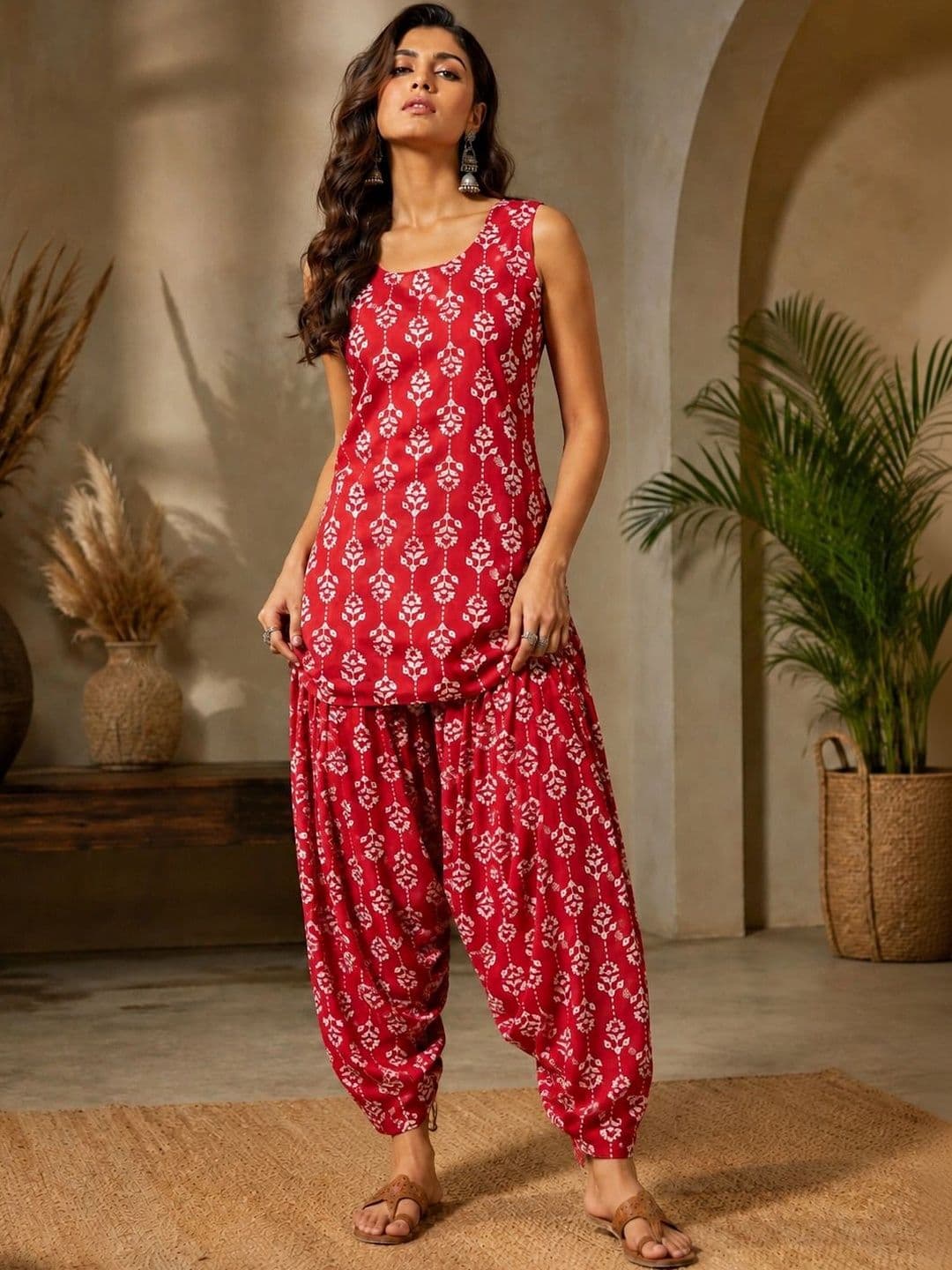 Moda Rapido Women Ethnic Motifs Printed Regular Pure Cotton Kurta with Patiala - view 1