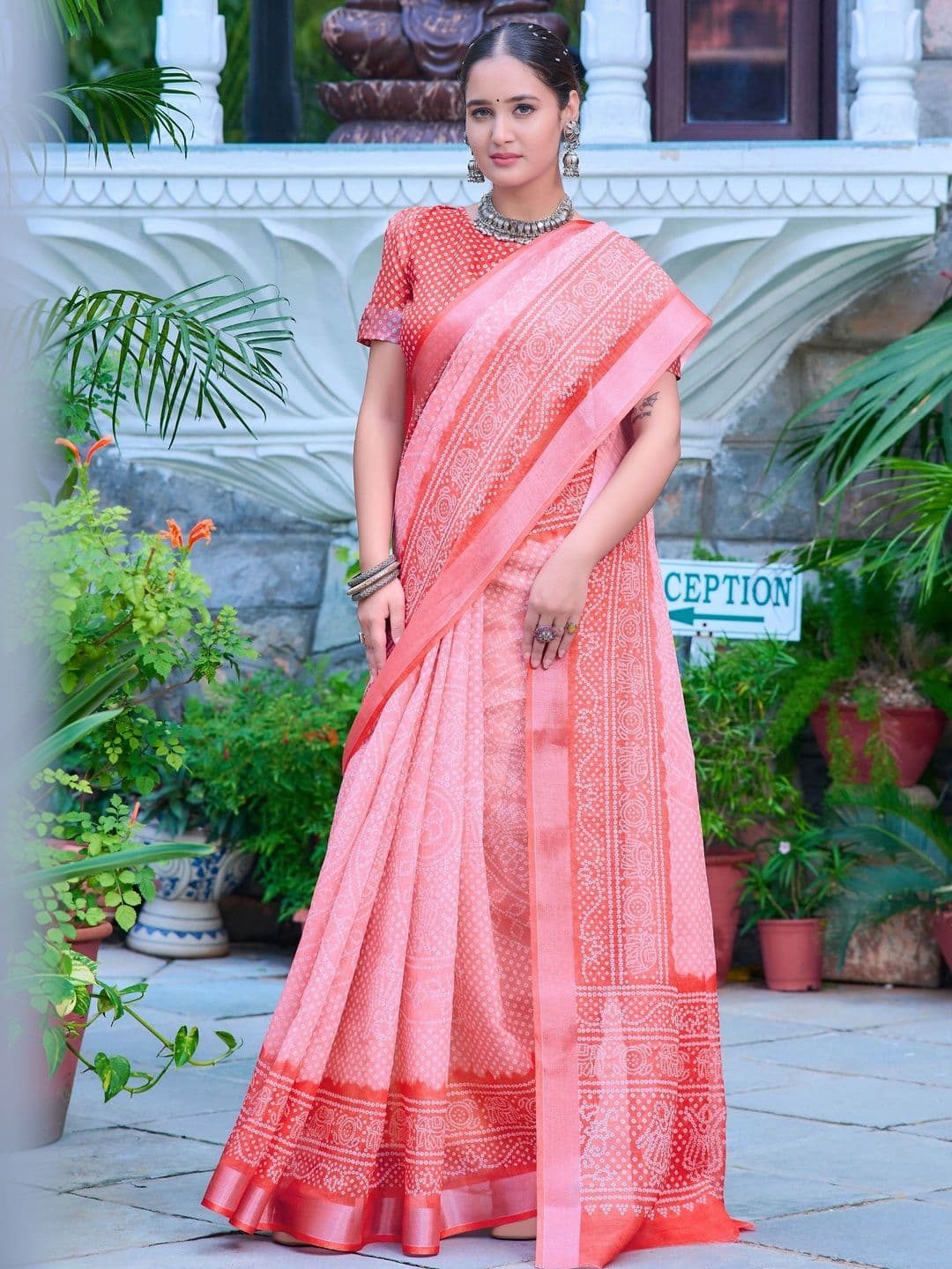 HERE&NOW Bandhani Saree thumbnail 7