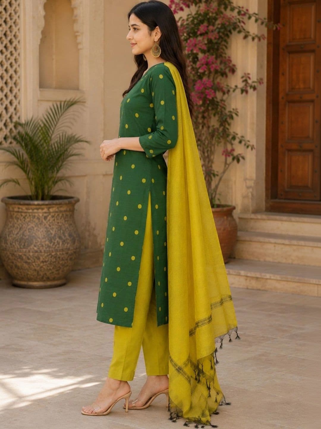Rahigomar Women Ethnic Motifs Printed Regular Kurta with Trousers & With Dupatta thumbnail 2