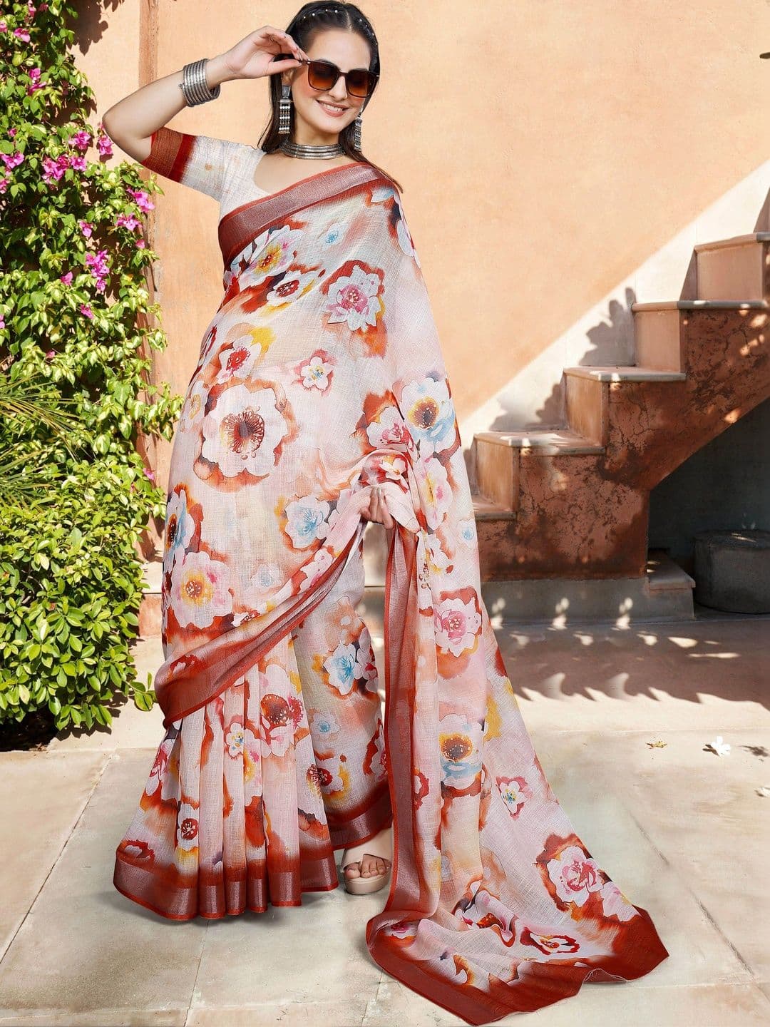 MANVAA Floral Saree thumbnail 5