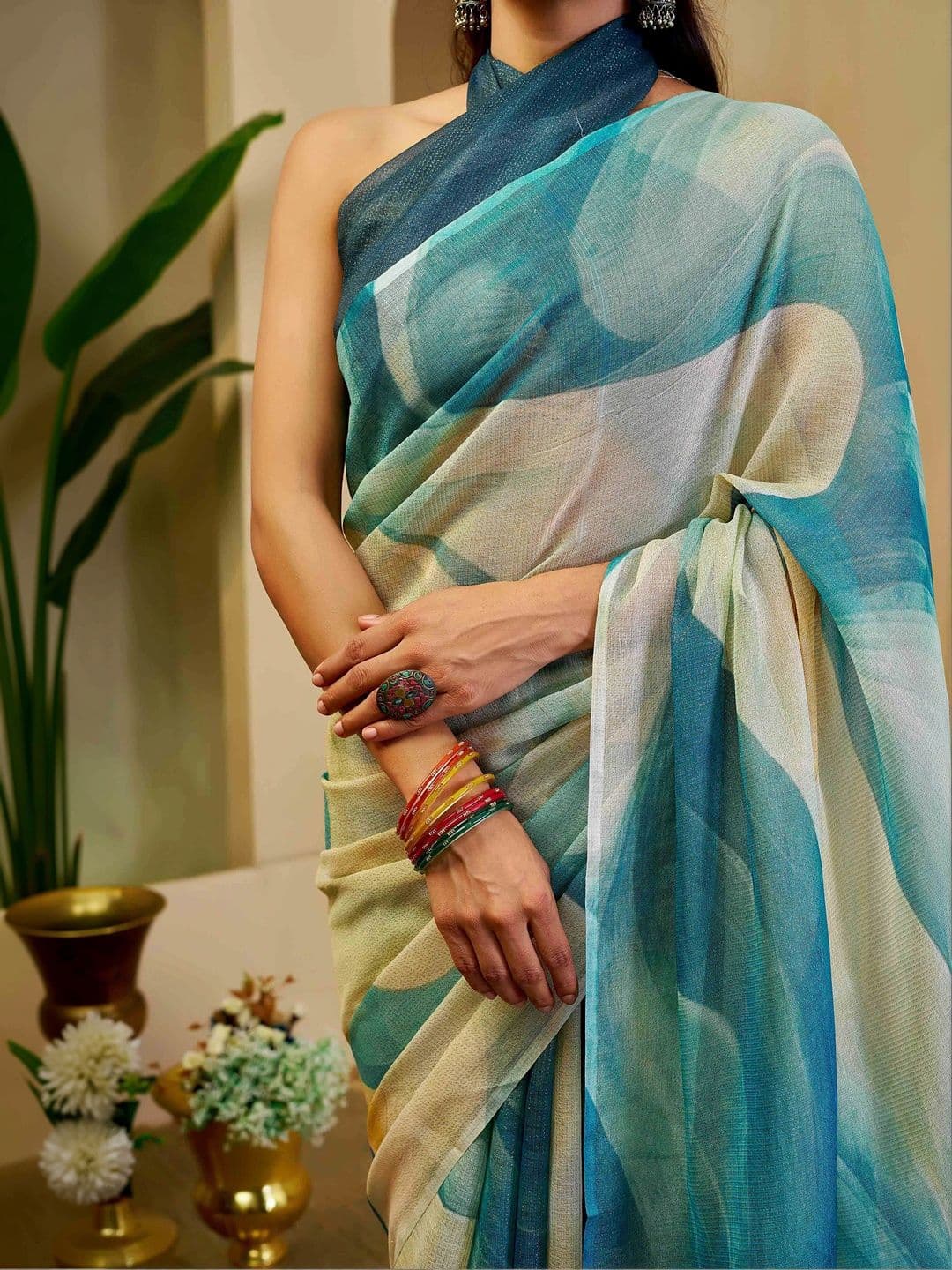 HERE&NOW Silk Cotton Fusion Saree thumbnail 3
