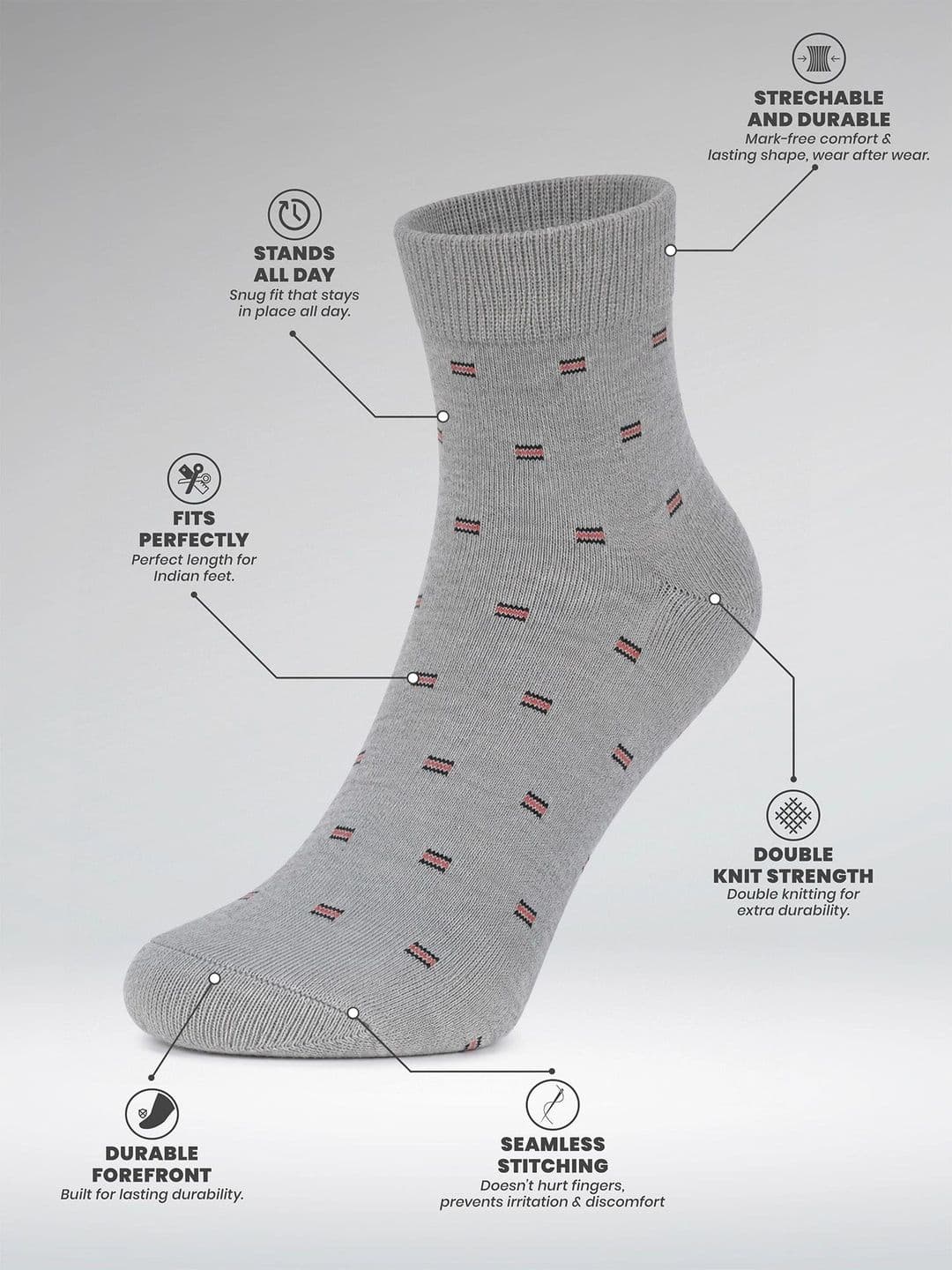 LOUIS STITCH Men Pack of 3 Cotton Assorted Patterned Above Ankle Socks thumbnail 6