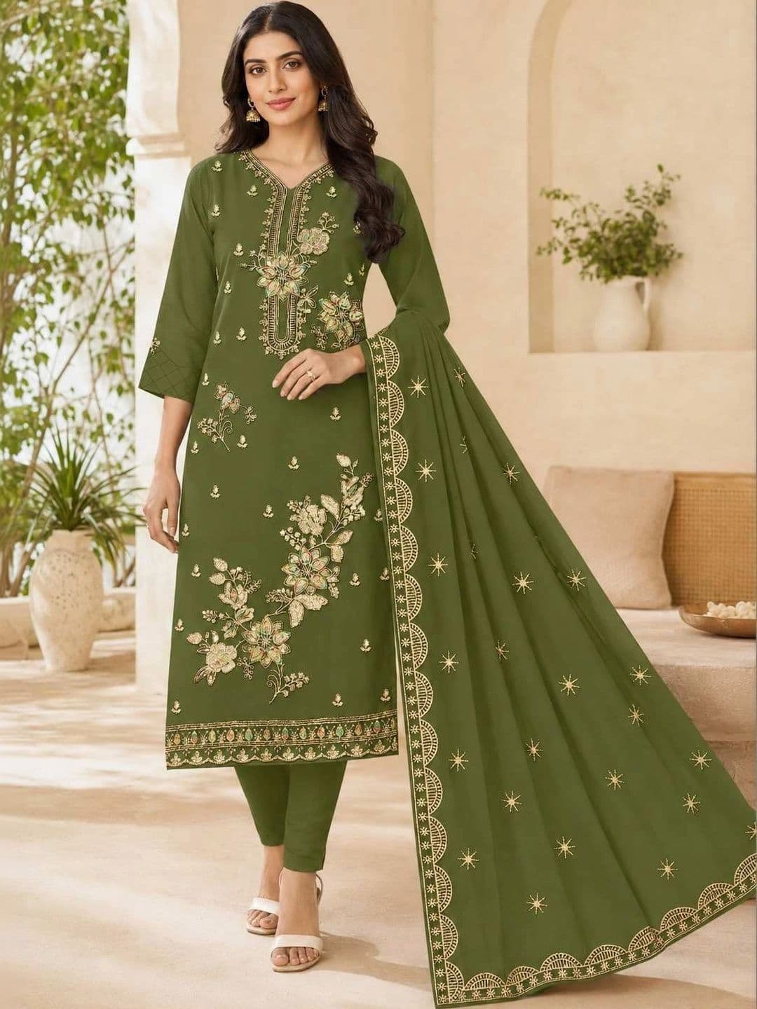 MADHUSUDAN TEX FAB Embroidered Unstitched Dress Material - view 1