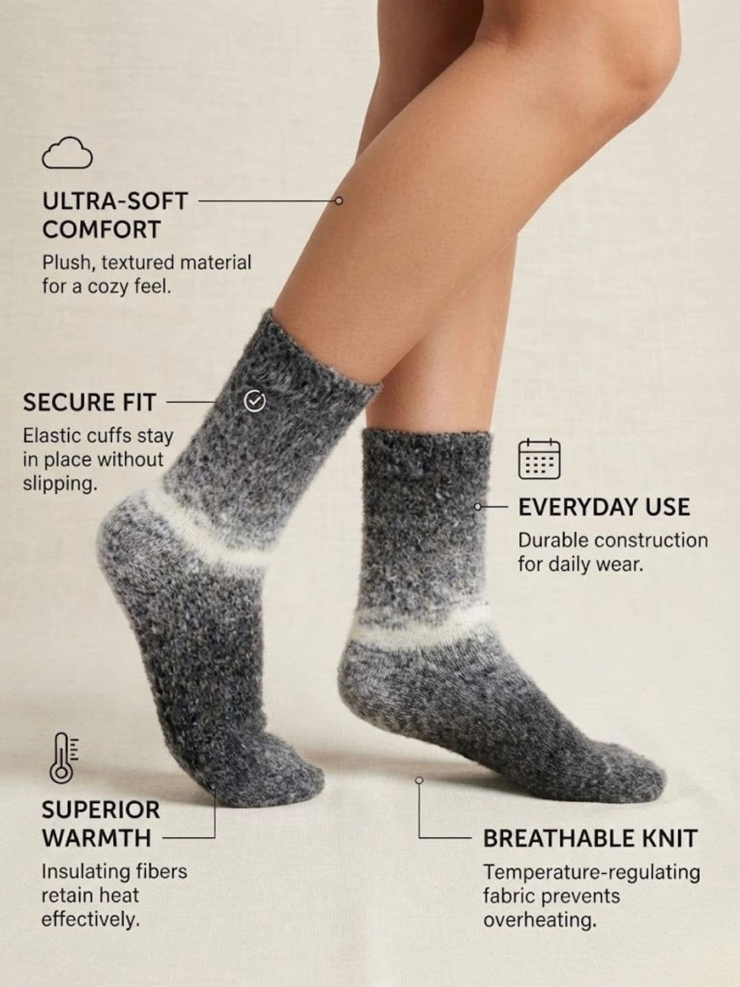 Cdeck Men Woolen Colourblocked Above Ankle Socks thumbnail 4