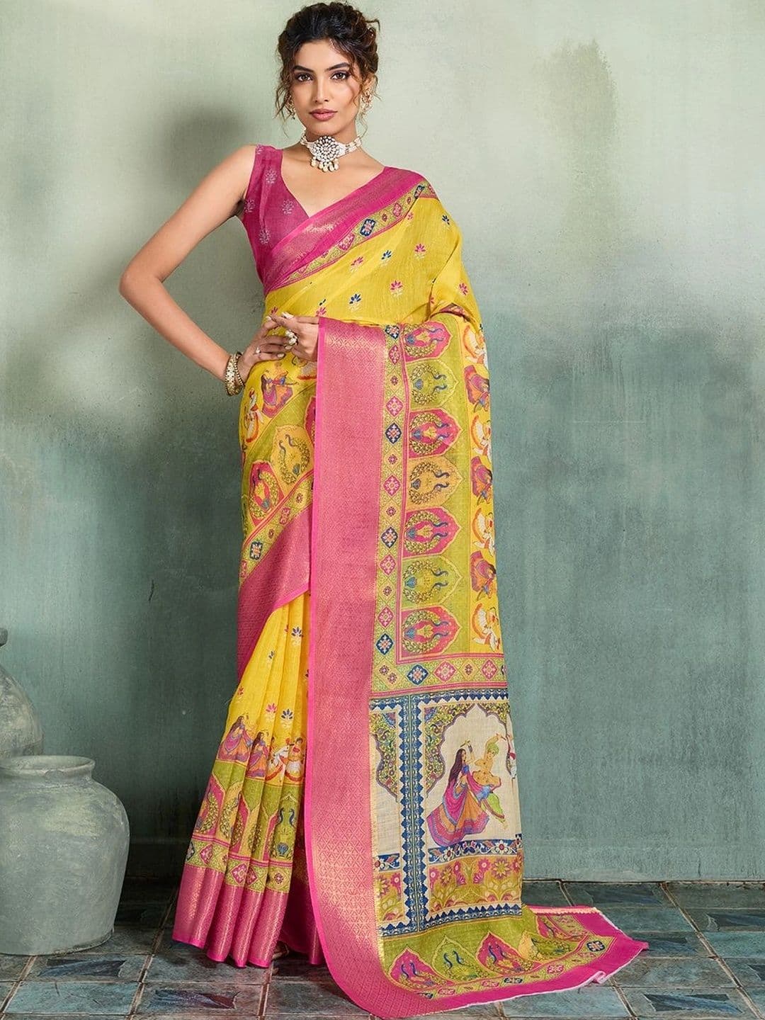 OFLINE SELECTION Ethnic Motifs Pure Cotton Banarasi Saree - view 1
