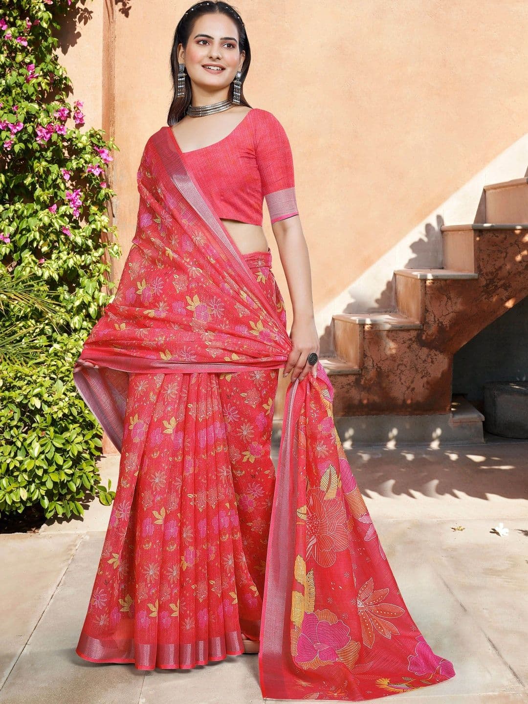 MANVAA  Women Floral Saree thumbnail 7