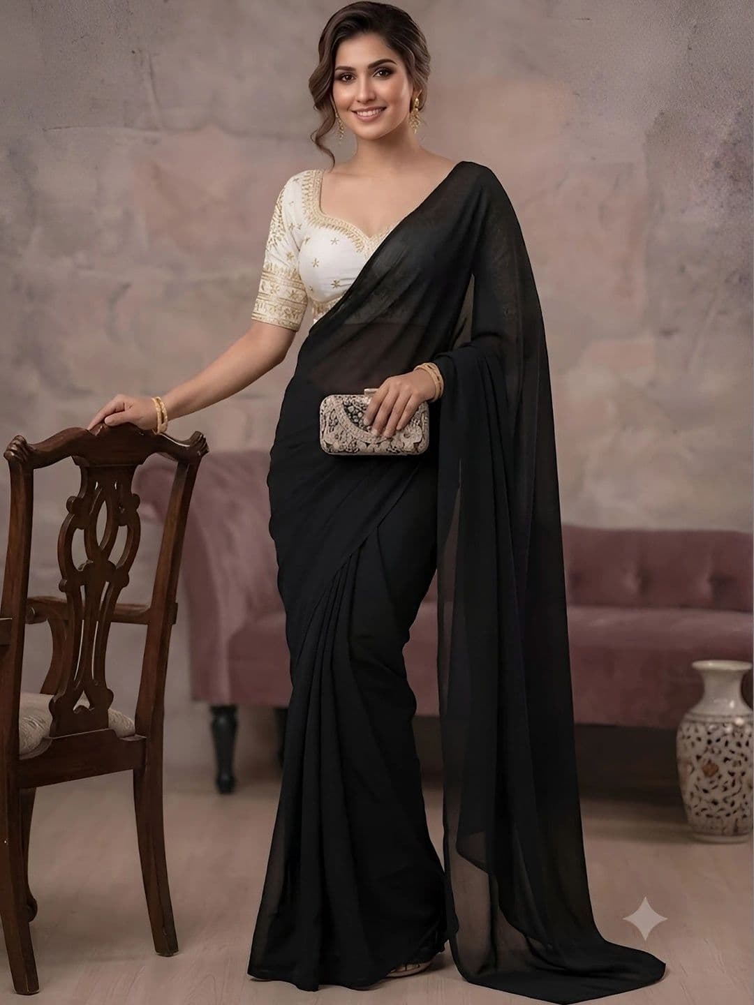VRAGI Embroidered Saree thumbnail 3