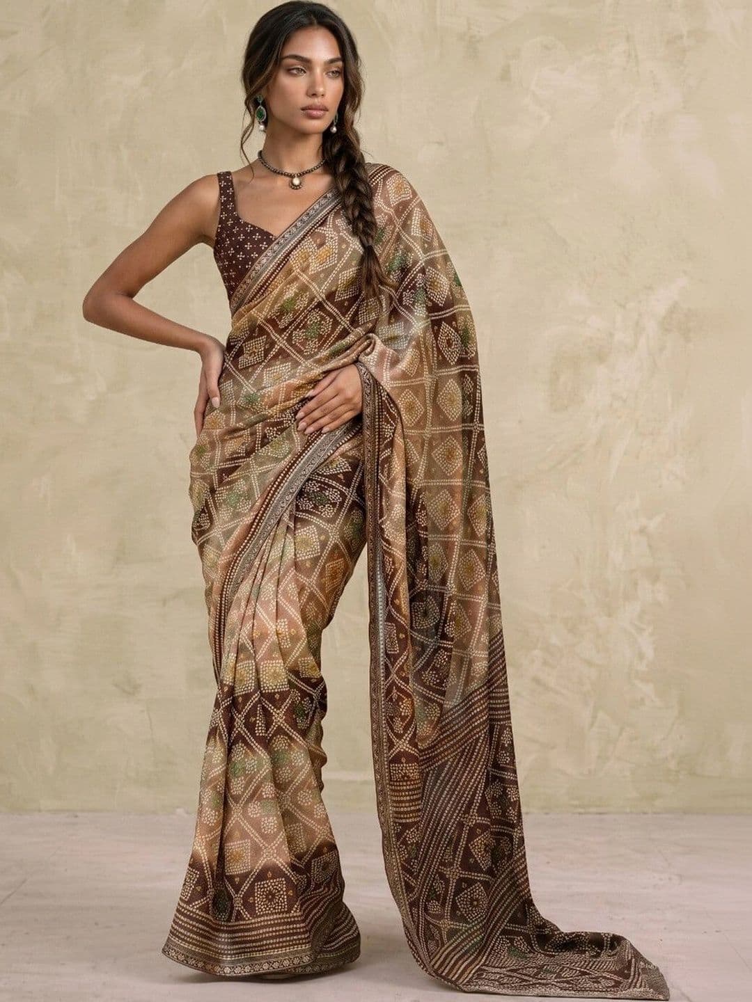 SAARA Ethnic Motifs Pure Georgette Saree thumbnail 3