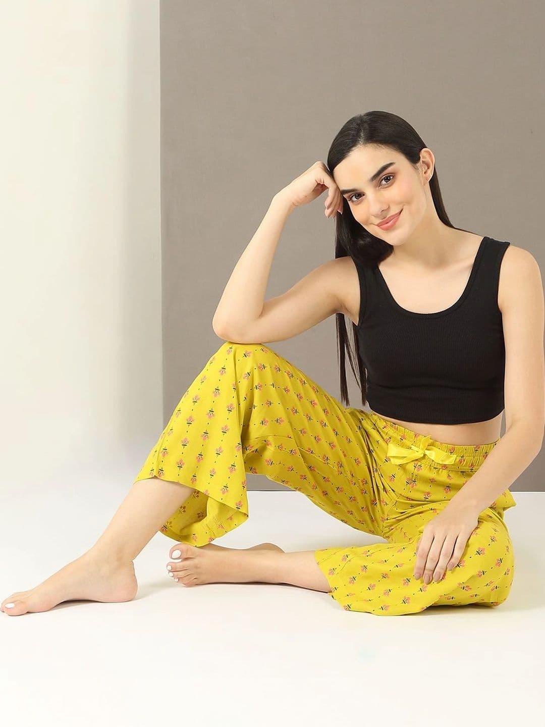 Sweet Dreams Women Floral Printed Knitted Cropped Ethnic Palazzos thumbnail 7
