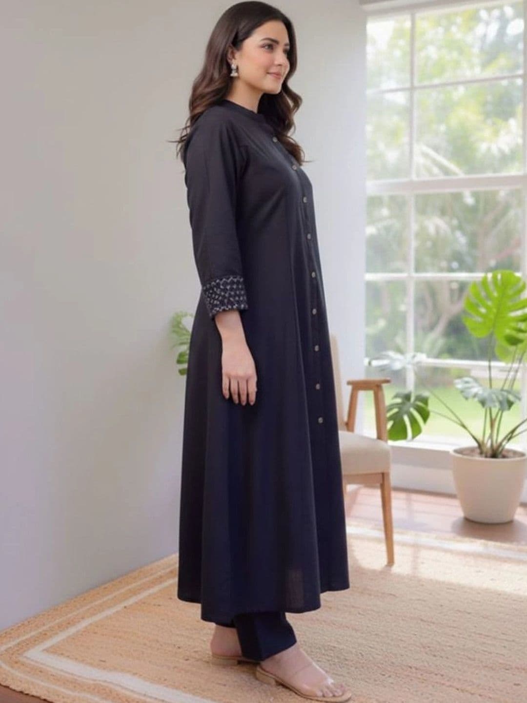 KALINI Women Regular Kurta with Trousers thumbnail 3