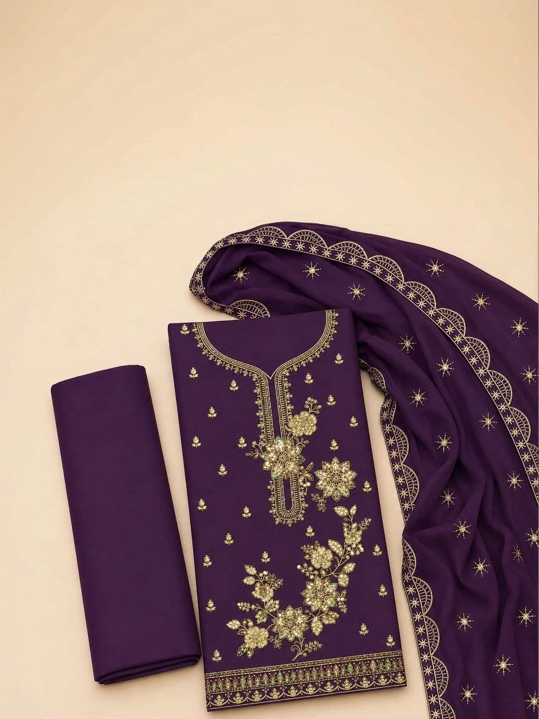 MADHUSUDAN TEX FAB Embroidered Unstitched Dress Material thumbnail 4