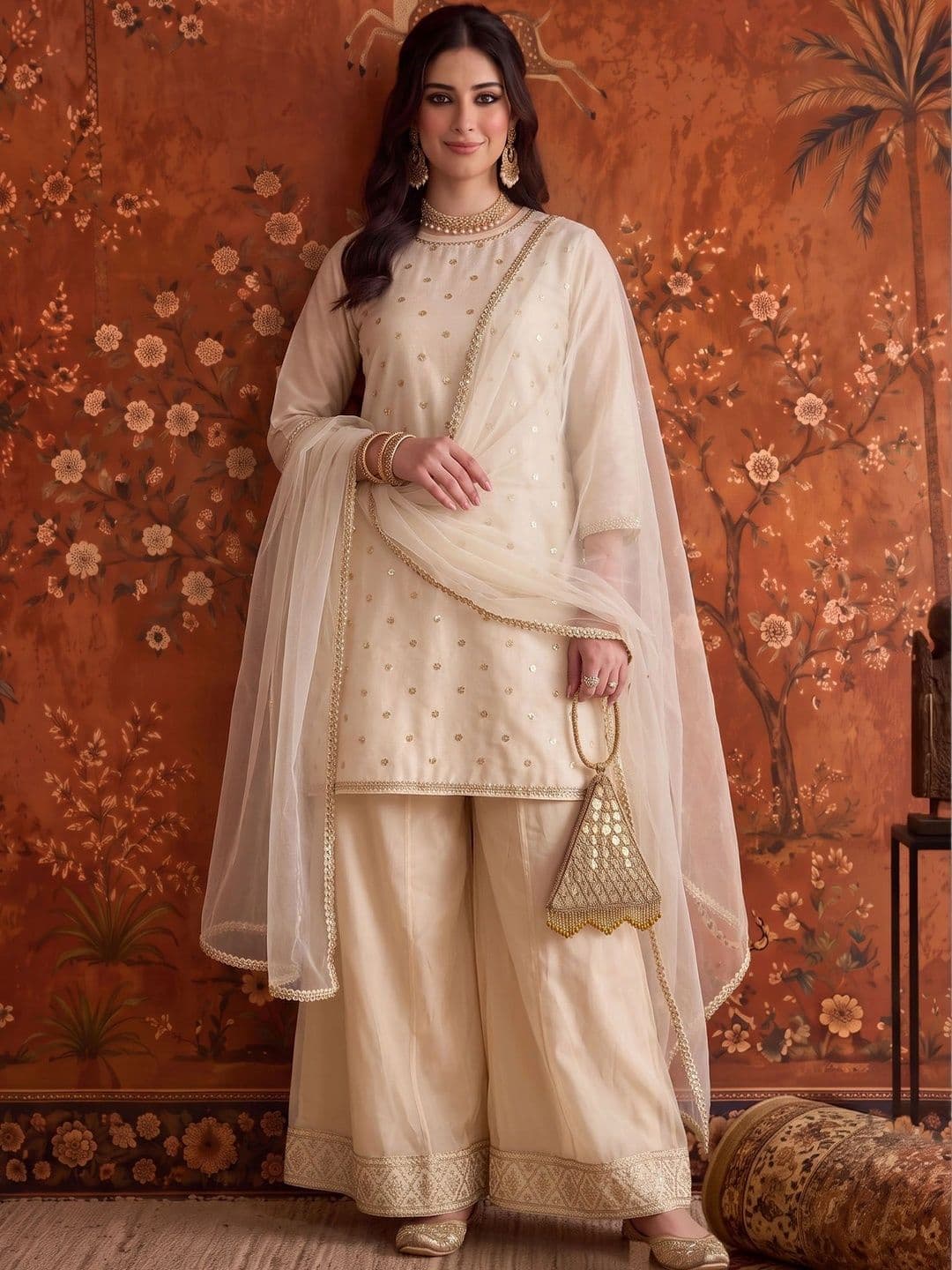 Sangria Embroidered Round Neck Kurta Sets - view 1