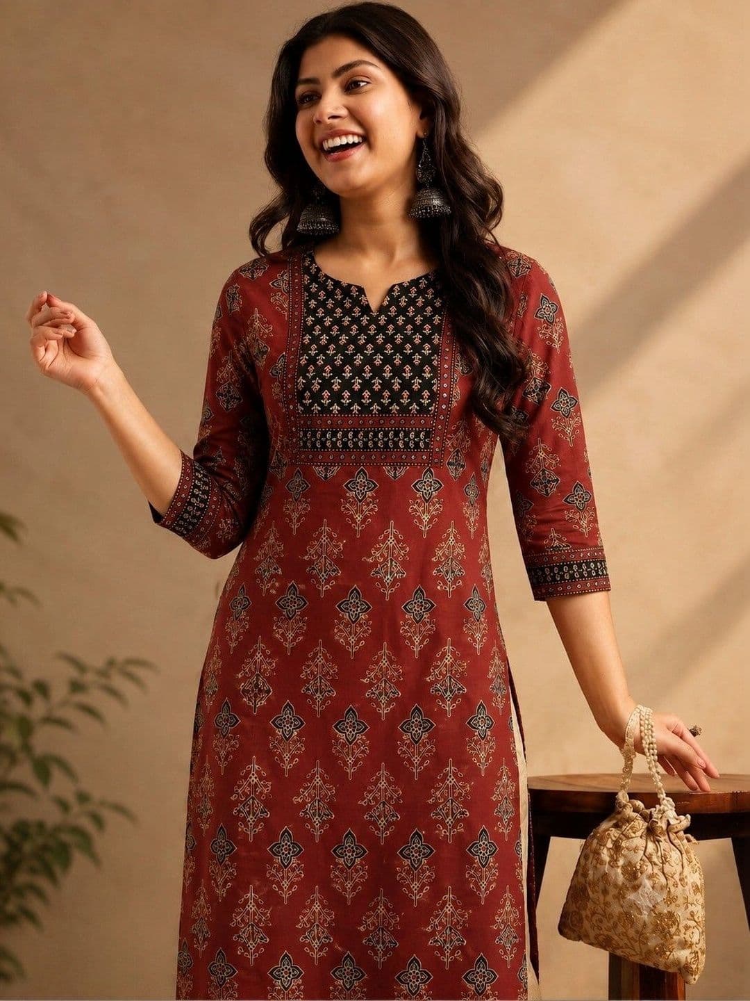 Sangria Women Ethnic Motifs Printed Sequinned Indie Prints Kurta - view 1