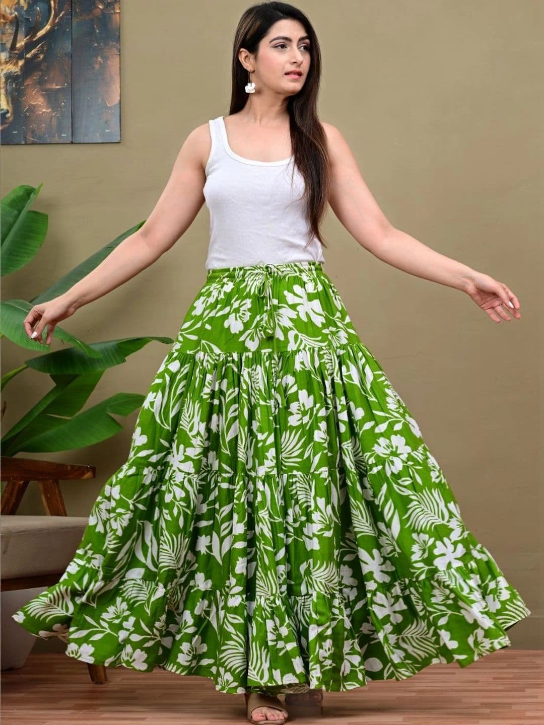 KELWA Women Floral Tropical Maxi Flared Skirt - view 1
