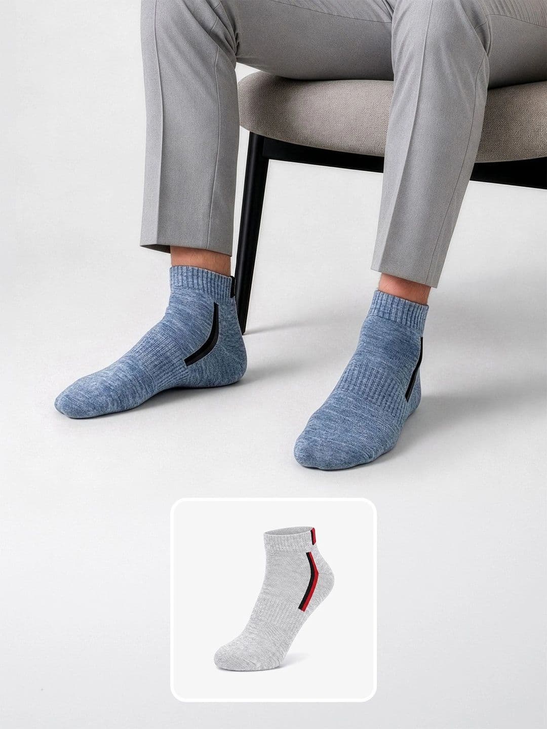 LOUIS STITCH Men Pack of 2 Cotton Assorted Patterned Ankle Length Socks thumbnail 5