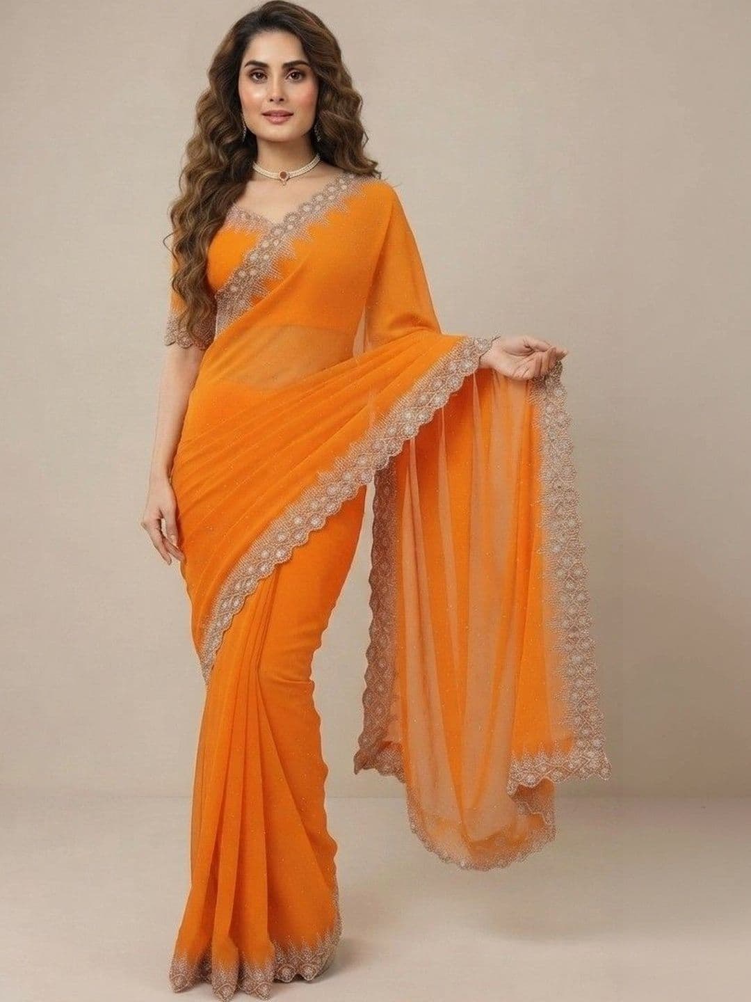 SmileyFashion Pure Georgette Saree - view 1