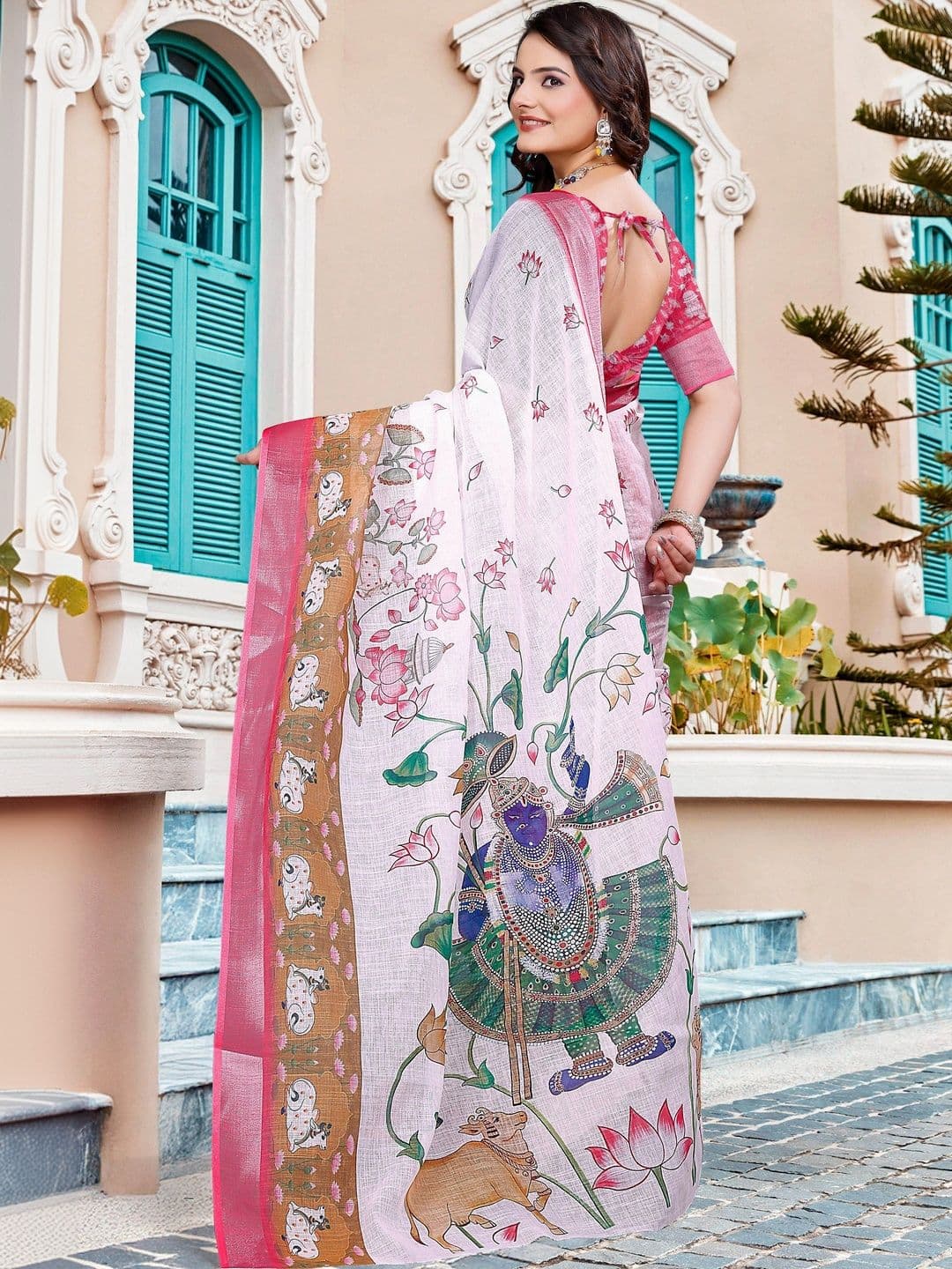MANVAA Women  Floral Saree thumbnail 4