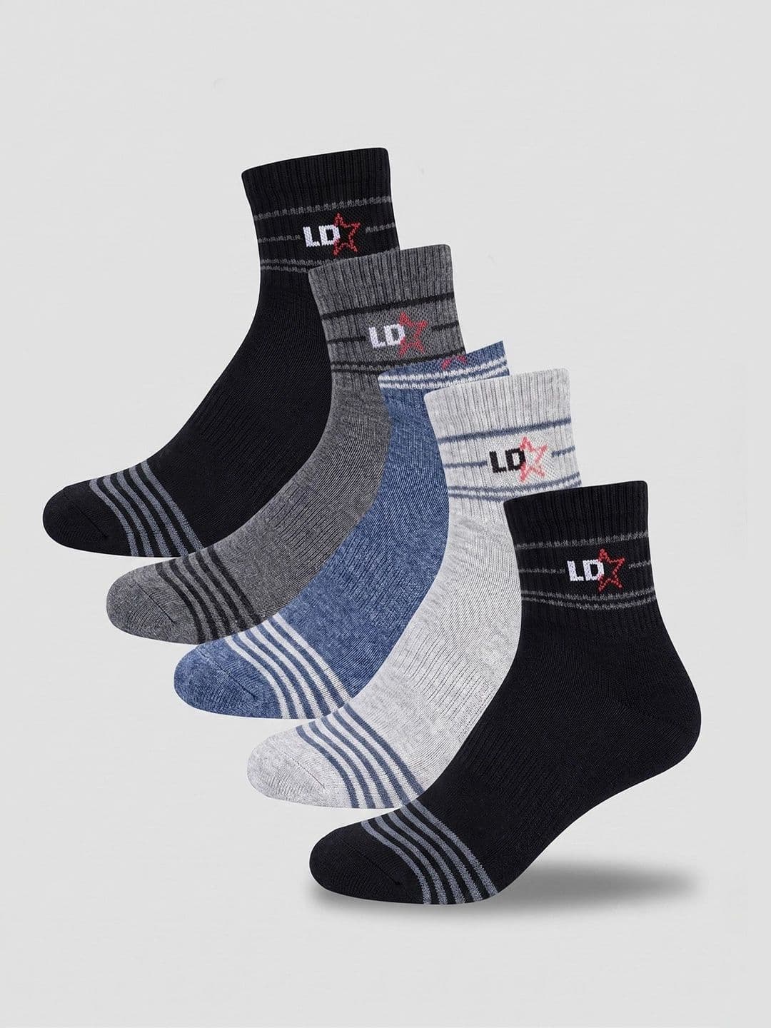 Moda Rapido Men Pack of 5 Cotton Striped Above Ankle Socks - view 1