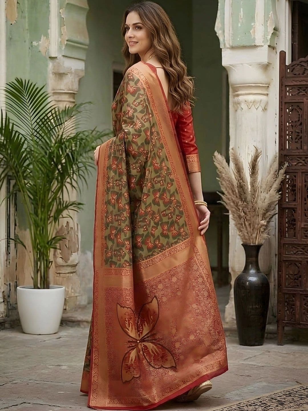 Urbanari Woven Design Zari Silk Blend Saree thumbnail 2