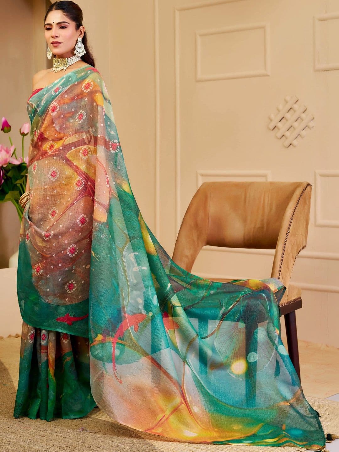 HERE&NOW Women  Silk Cotton Handloom Saree thumbnail 3
