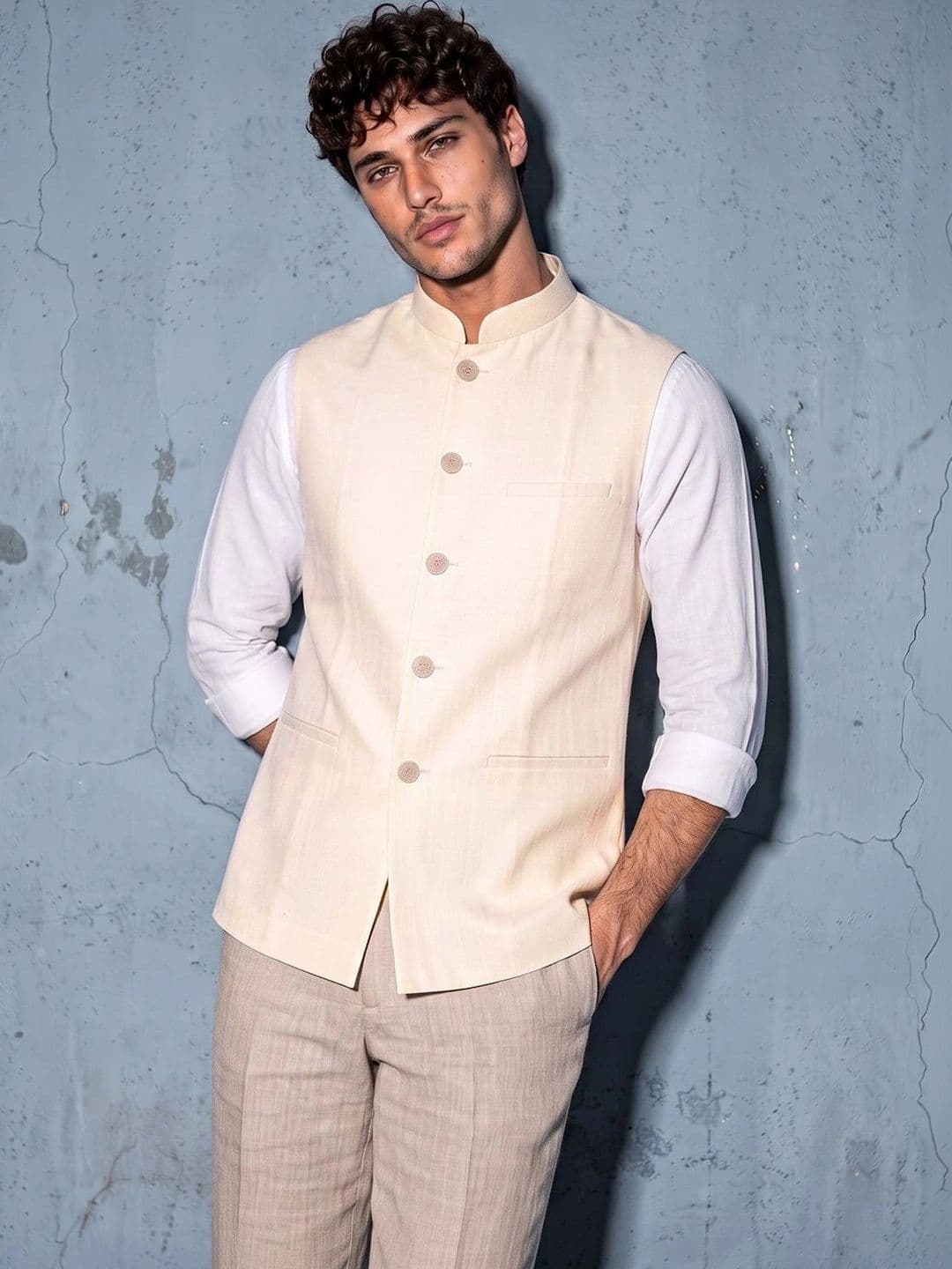 DRIP CHOWK Woven Nehru Jackets thumbnail 3