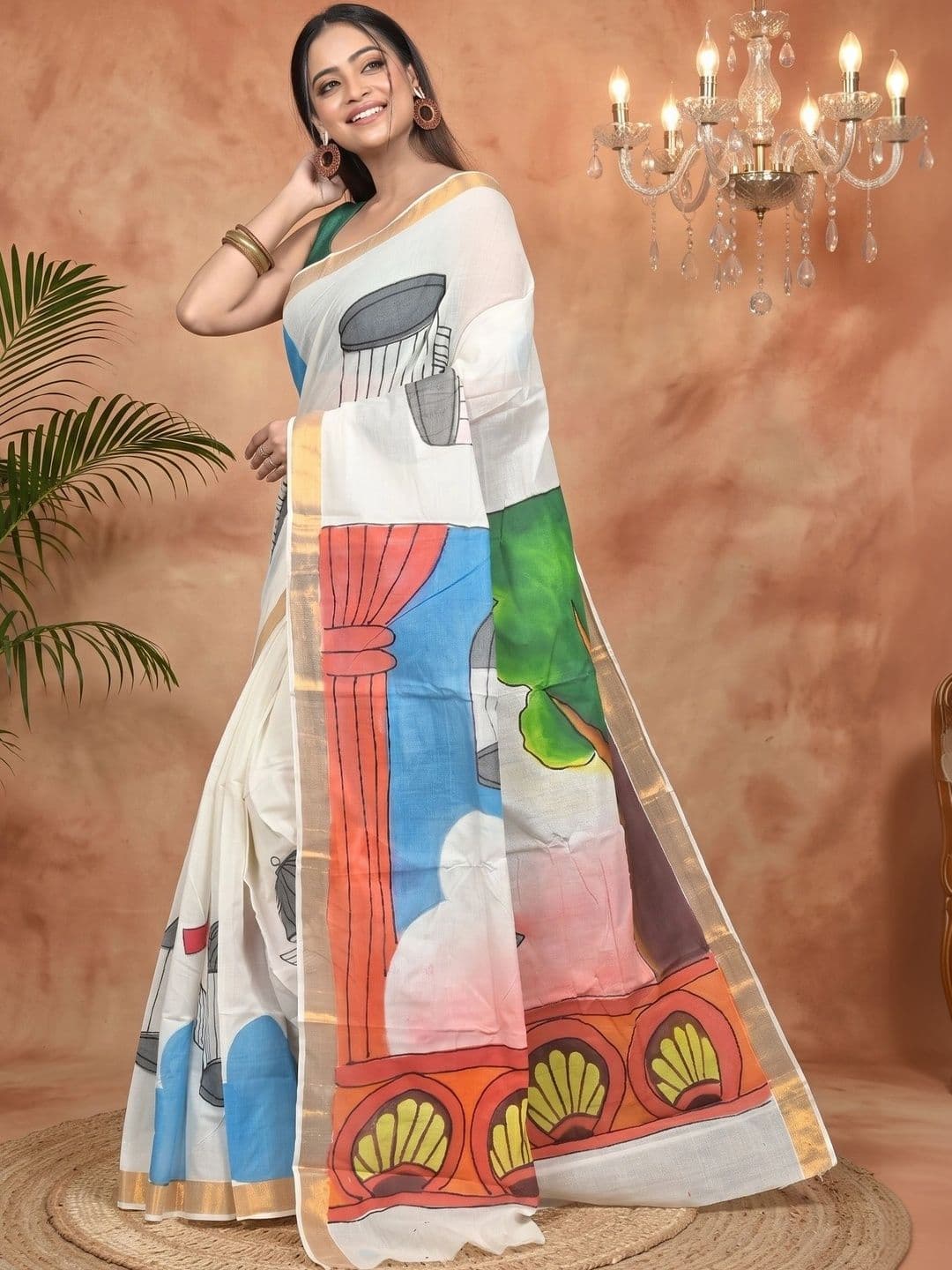 GitAsit Ethnic Motifs Sequinned Pure Cotton Handloom Taant Saree thumbnail 3
