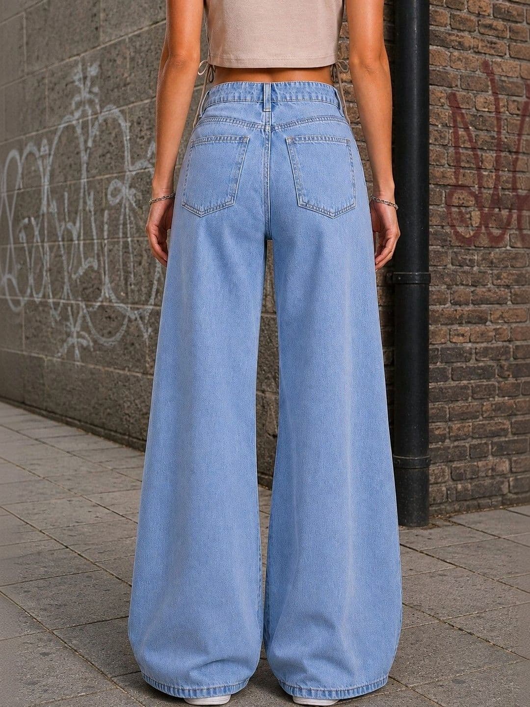 DressBerry Women Comfort Wide Leg High-Rise Light Fade Stretchable Jeans thumbnail 4