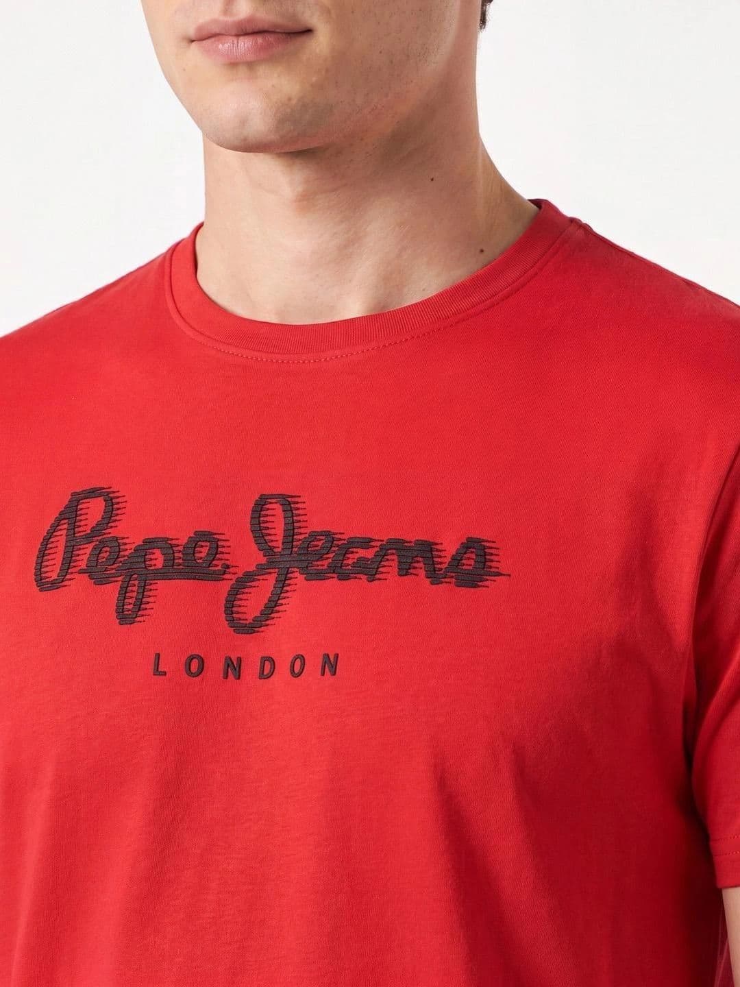 Pepe Jeans Men Brand Logo Printed Pure Cotton Slim Fit T-shirt thumbnail 3