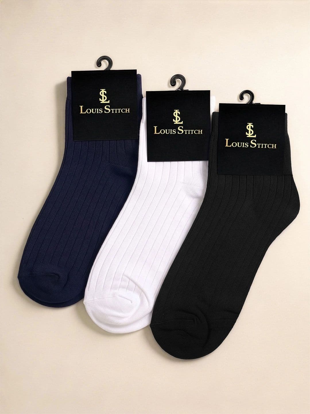 LOUIS STITCH Men Pack of 3 Cotton Assorted Patterned Ankle Length Socks thumbnail 6