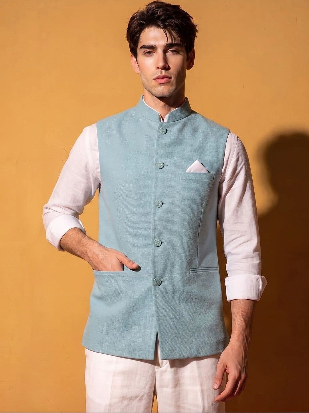 DRIP CHOWK Woven Nehru Jackets thumbnail 5