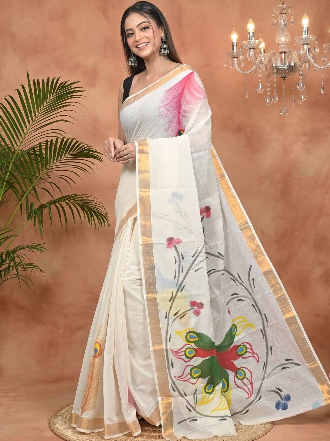 GitAsit Women  Ethnic Motifs Sequinned Pure Cotton Handloom Taant Saree thumbnail 2