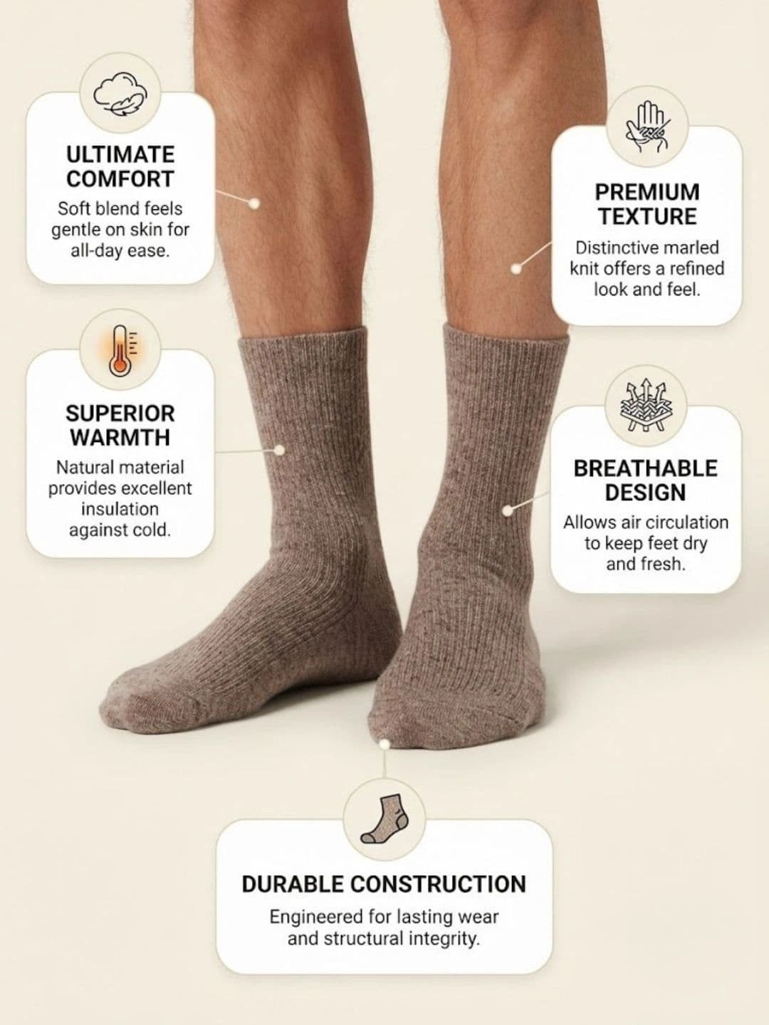 Cdeck Men Woolen Above Ankle Socks thumbnail 4