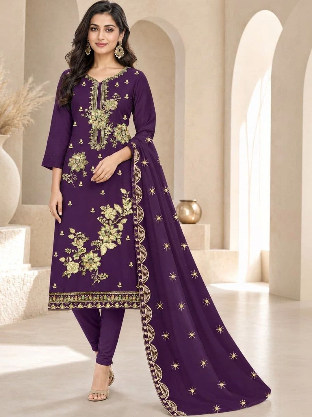 MADHUSUDAN TEX FAB Embroidered Unstitched Dress Material - view 1