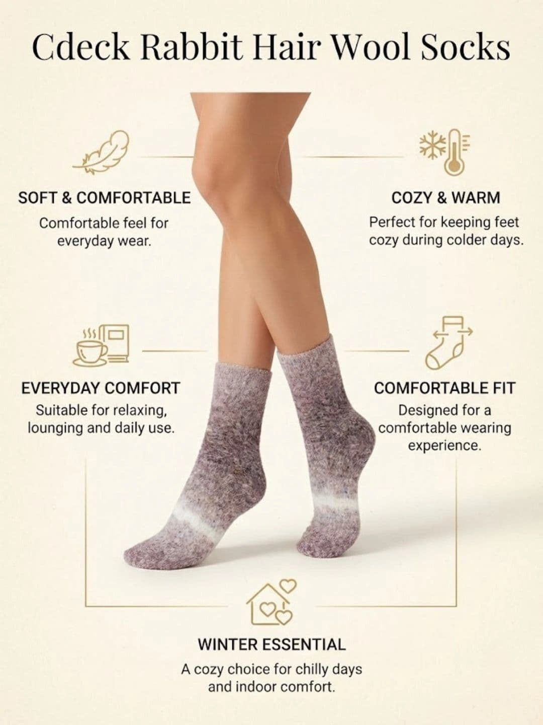 Cdeck Men Pack of 2 Woolen Patterned Above Ankle Socks thumbnail 4