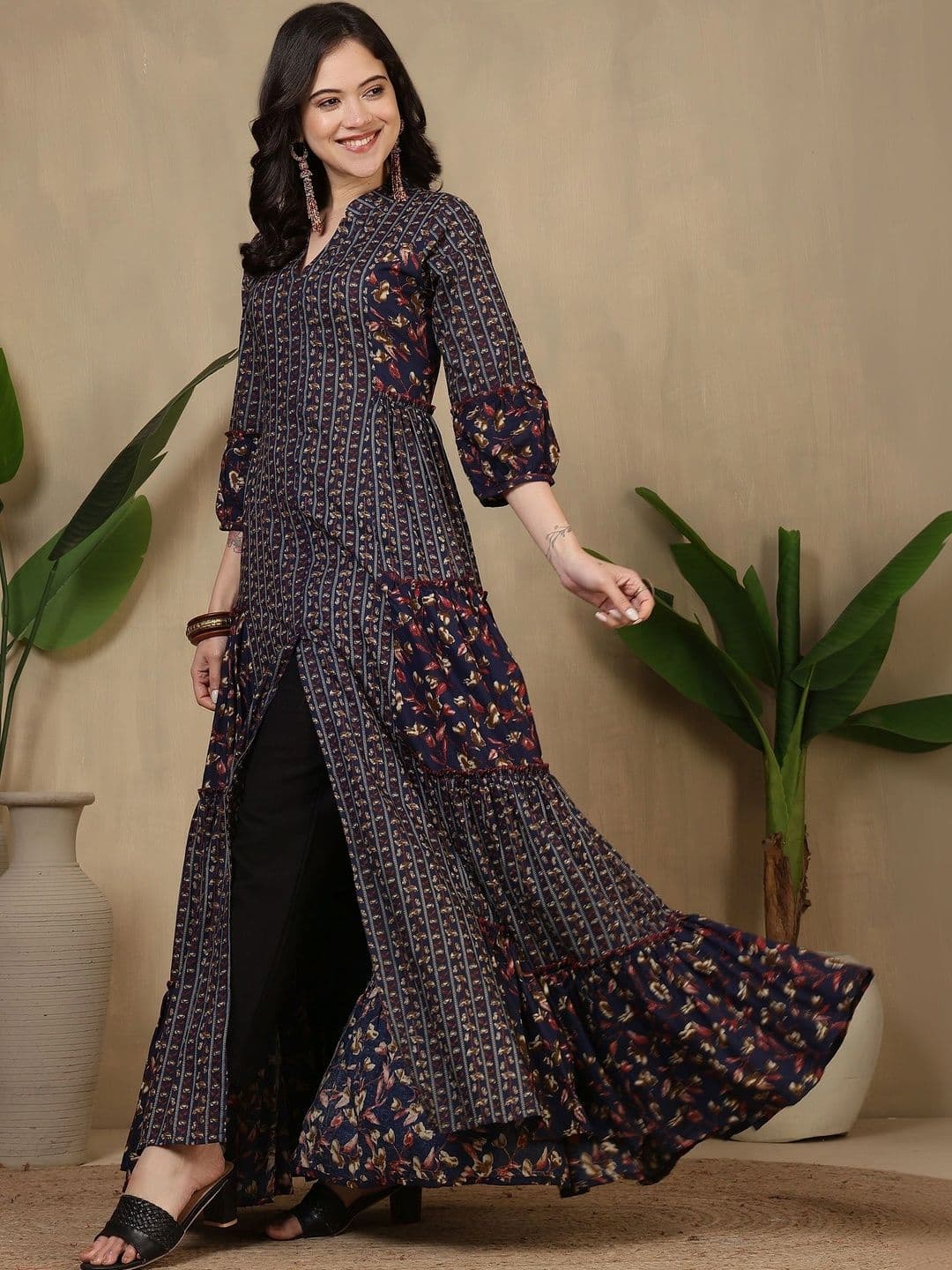 Sangria Women Ethnic Motifs Printed Anarkali Kurta thumbnail 7