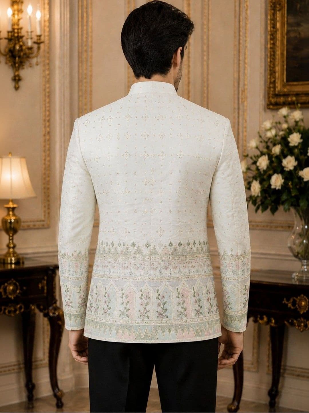 House of Pataudi Printed Mandarin Collar Jodhpuri Blazers thumbnail 6