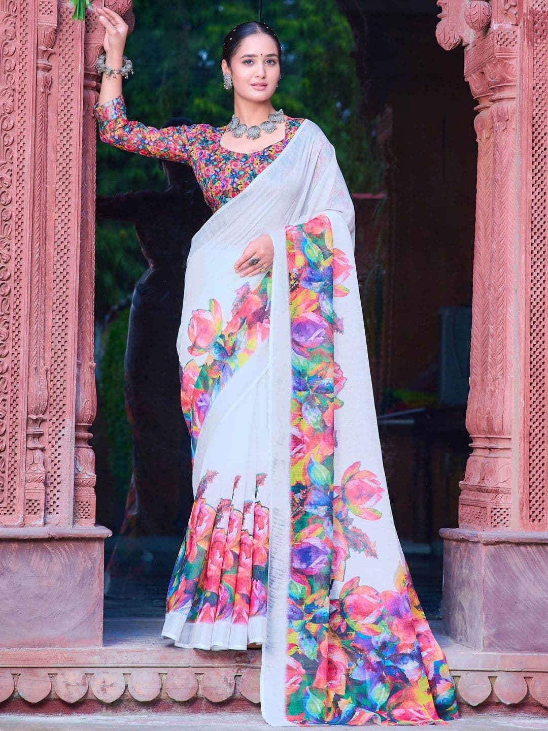 MANVAA Floral Saree - view 1