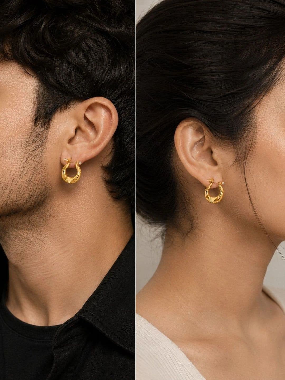 Adhvik Crescent Shaped Half Hoop Earrings thumbnail 2