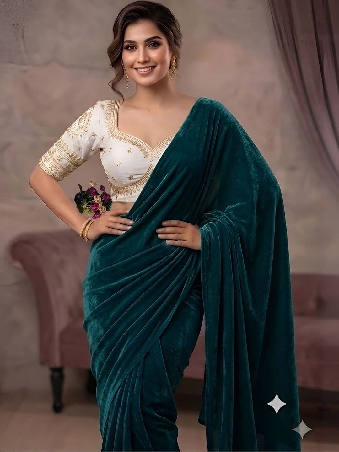 VRAGI Embroidered Saree thumbnail 3